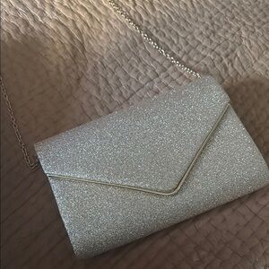 Silver Glitter Clutch Bag